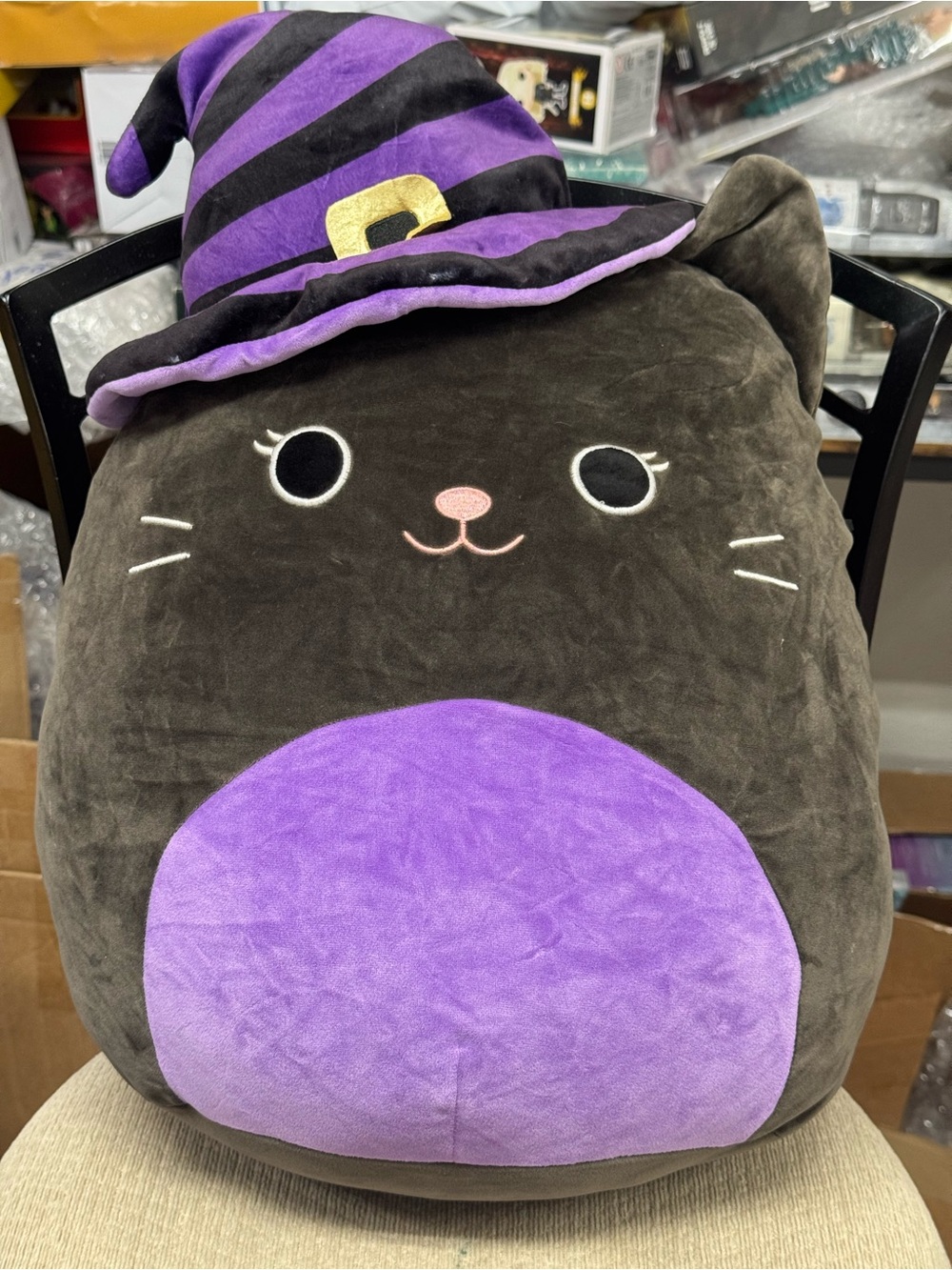 JUMBO Squishmallow Autumn Witch Cat w Hat Halloween Plush 24" Rare Large Size